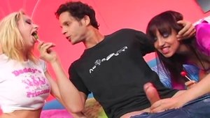 Cumshot along with busty latina blonde haired Veronique Vega