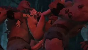 Horny busty MILF voyeur gangbang outdoors