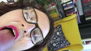 Receiving facial german wearing glasses in HD