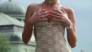 3rd Degree: Laura Teases in Tight Lace Outdoors